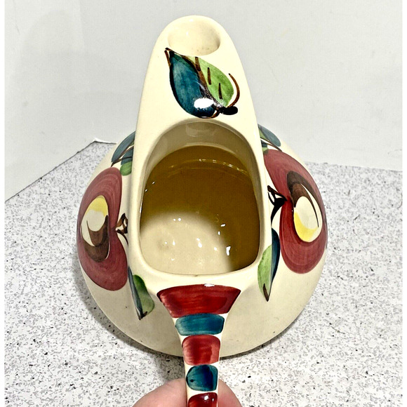 Vintage Purinton Pottery Apple Pattern 28 fl oz pitcher ice lip 1940s kitchen - Picture 8 of 12